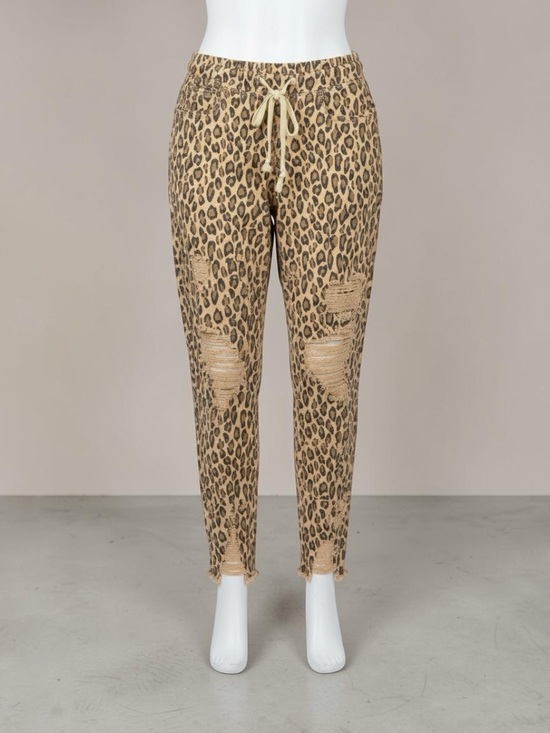 YMI Denim - YMI Leopard Print Jogger Jeans M | Distressed Animal Print | Stretch